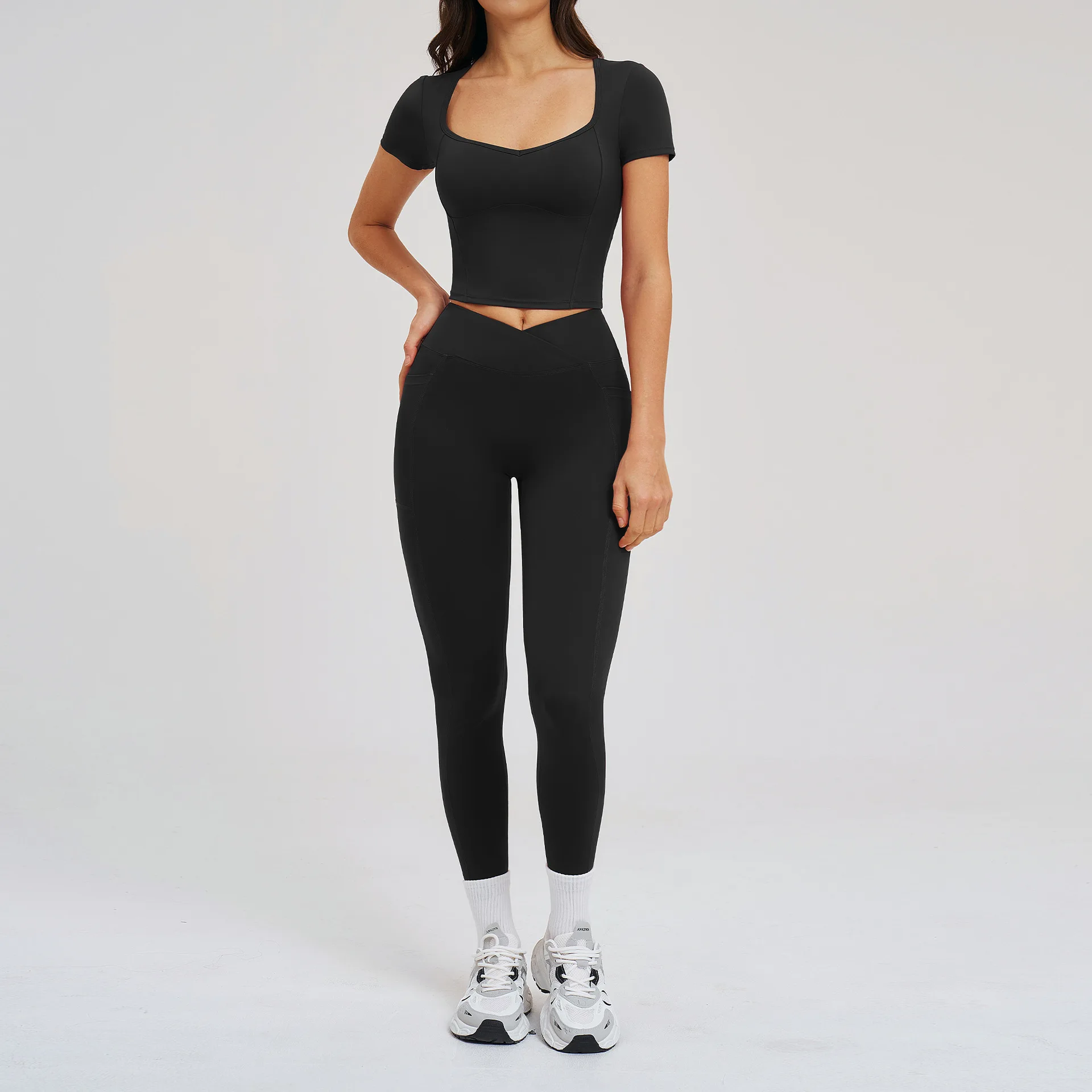 Maxdutti Yoga Set, Tight Fitting Nude Fashion Casual Set, Outdoor Running Fitness Set New Two Piece Set Women's Suit Ropa Mujer