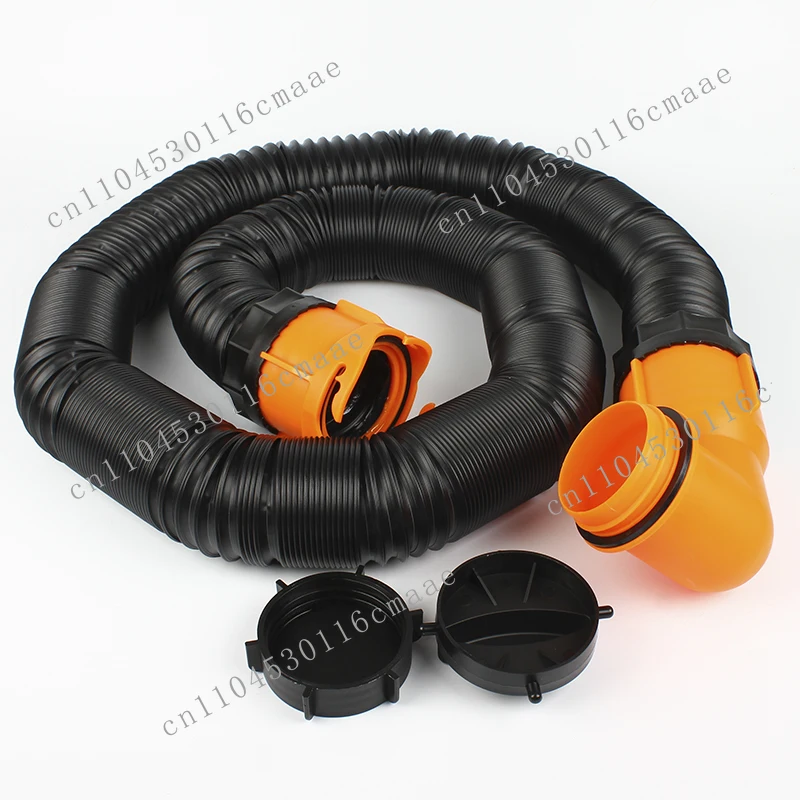 

15FT RV Telescopic Sewage Pipe 90 ° Sewage Hose Rotary Elbow Joint Caravan Sewer Hose Kit