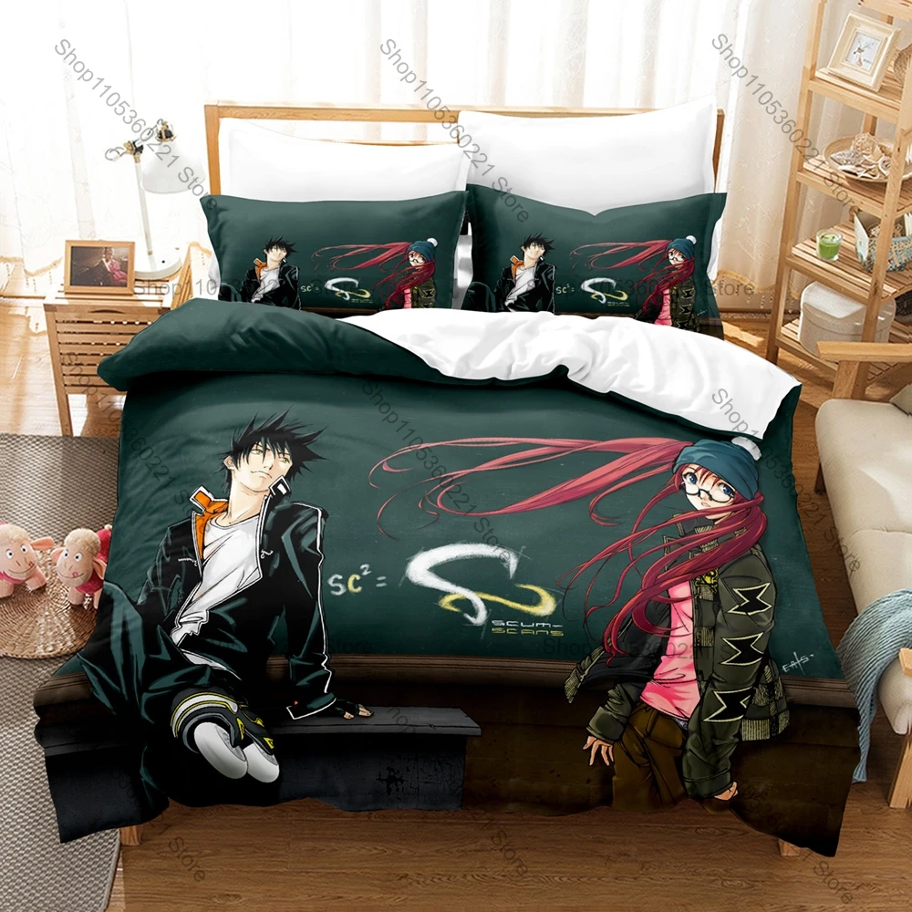 Air Gear Punk Street Battle Roller Skate Teen Anime Print Duvet Cover + 2 Pillowcases Grunge Urban Microfiber Bedroom Decor