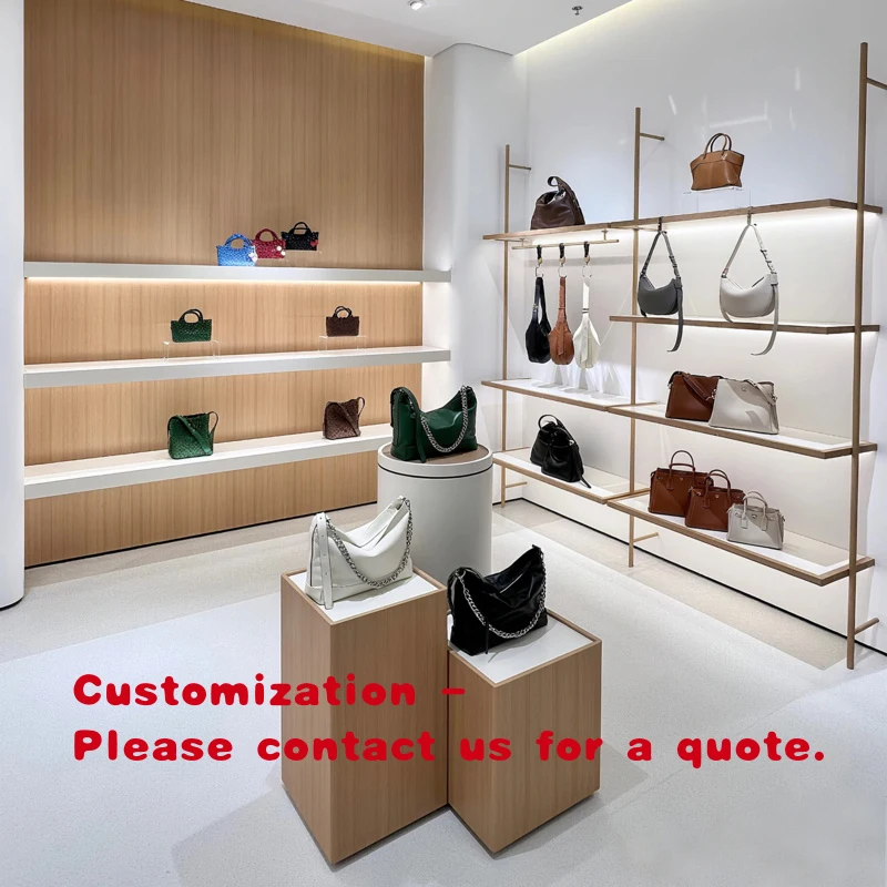 custom.Elegant Handbag Display Cabinet Stand Retail Counters Bag Fitting and Window Decoration
