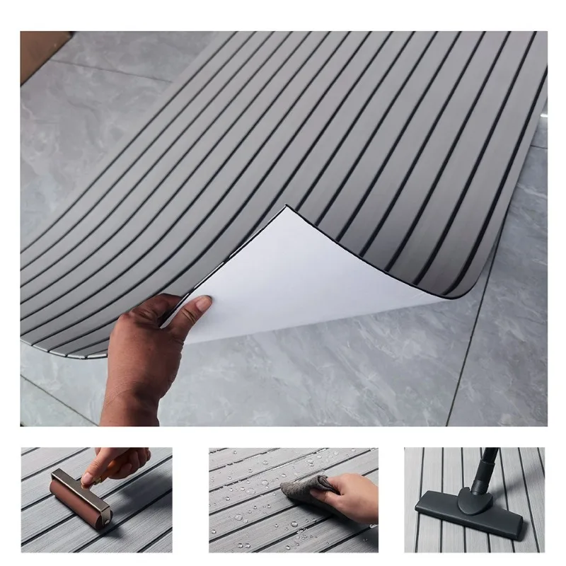 Faux Teak EVA Foam Sheets Boat Marine Flooring Synthetic Pad Self Adhesive Anti-Slip Yacht Mat Deck Sheet for RV Swimming Pool
