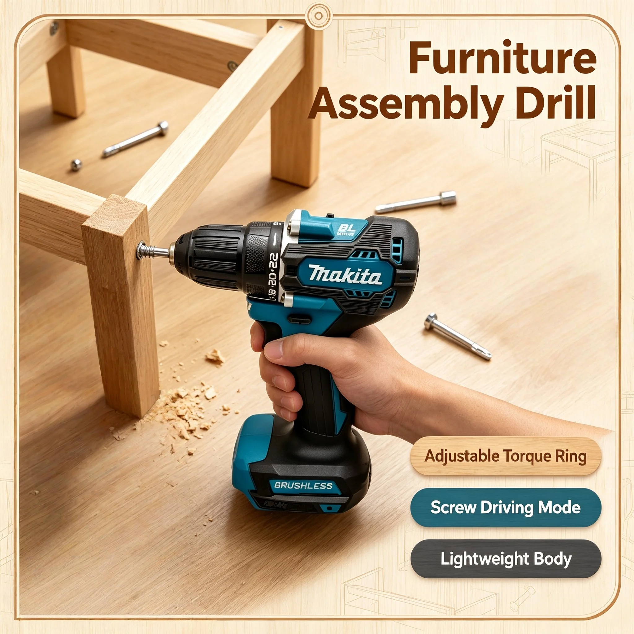 Power Tools Makita - Makita DDF487 18V 10mm Fırçasız Akülü