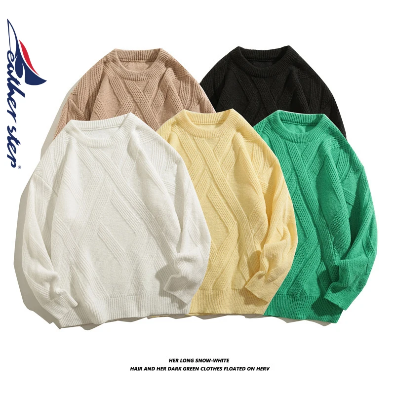 

MEN O Neck Sweater Long Sleeve Autumn Winter Spring Round-Collar Pullover Male Solid Loose Jumper Knitting Clothes