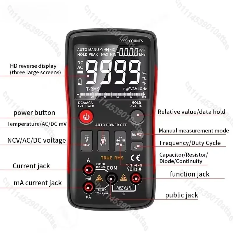Compatible With ZT-X 9999 Counts Digital Multimeter True RMS Auto Range AC DC Voltmeter Ammeter NCV Tester
