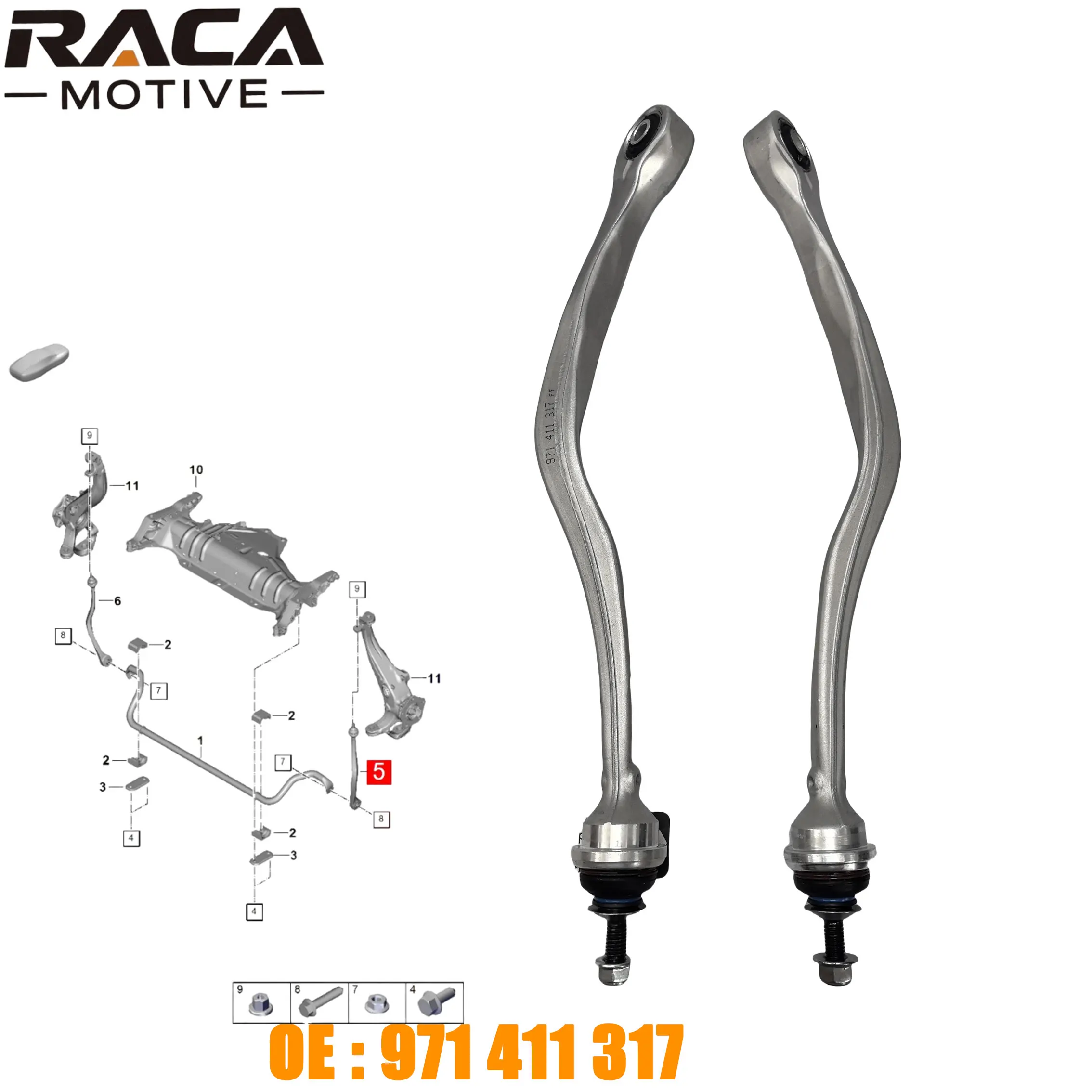 Front Stabilizer Link (Left/Right) for Porsche 971 Panamera 971 2016-2024, 971411317, 971411318, 9A741131801, 9A741131701
