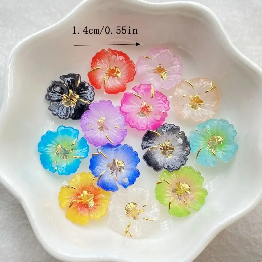 20 قطعة زهرة أكريليك لامعة صغيرة مسطحة الظهر ثقب واحد حجر الراين فلاتباك حلية صنع المجوهرات مانيكير Hairwear اكسسوارات
