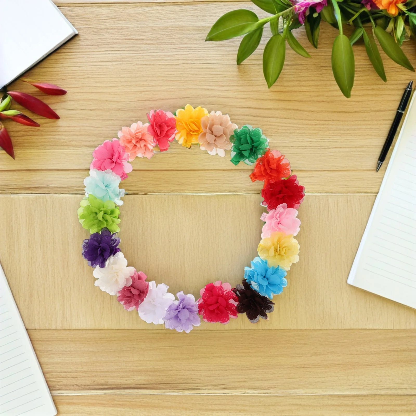 

20pcs Pet Hair Clips Dog Accessories Puppy Hairpins Floral Chiffon Bows Cute Decorative Accessories For Small Dogs Photo Shoots