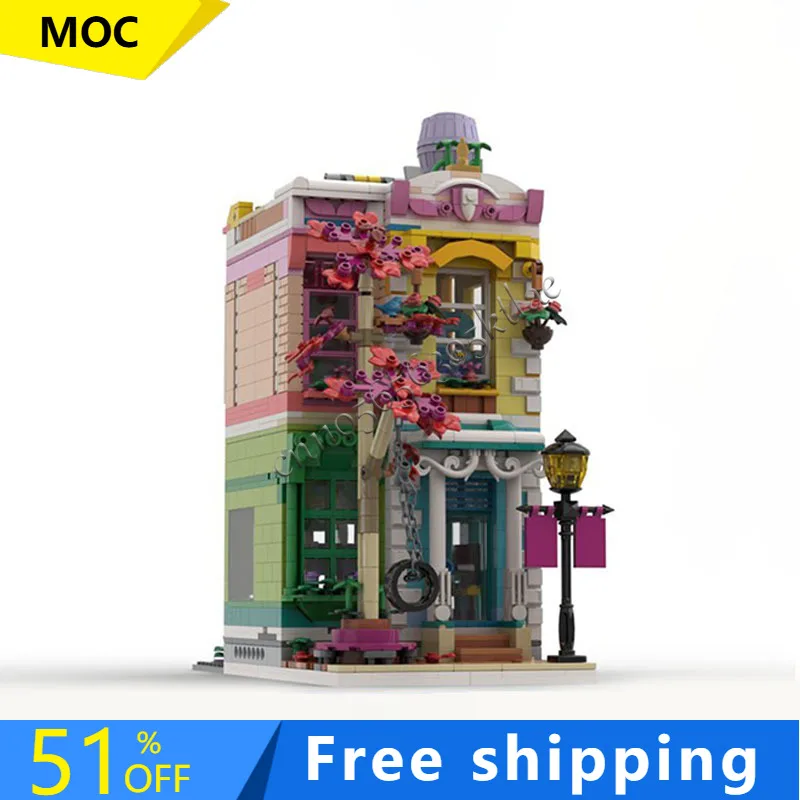 

1400 шт., Лидер продаж, общественный центр, DIY модульный строительный блок, ретро архитектурная модель, дисплей, игрушка, детская сборка, подарки на день рождения