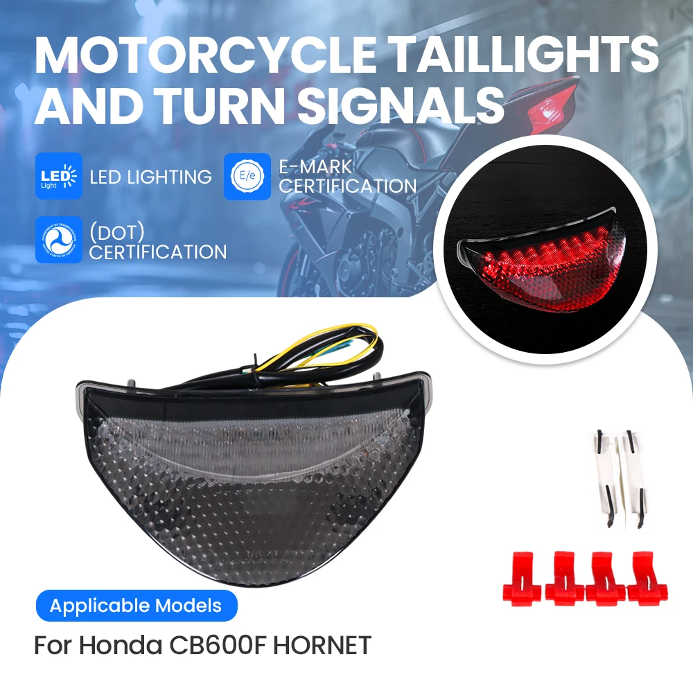 Motocicleta led luzes de freio sinal volta luz da cauda lanterna traseira e-mark para honda cb600f hornet 2006 2007 2008 2009 2010