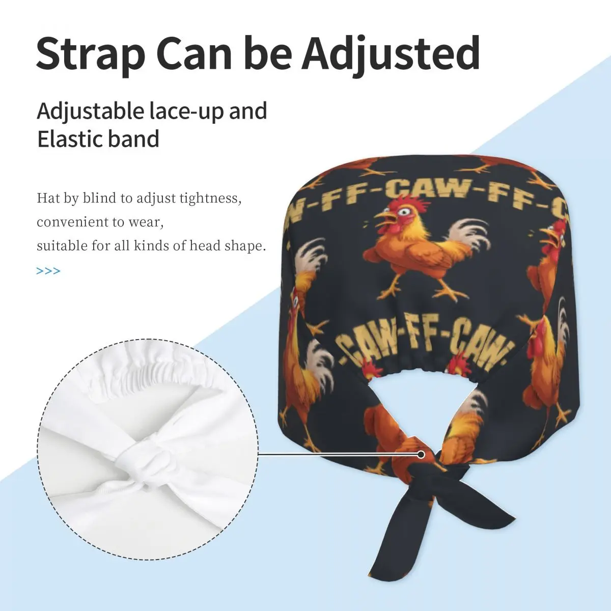 작업용 스크럽 캡 F-CAW-F 치킨 간호 모자 유니섹스 여성용 귀여운 의료 모자 편안한 탄력 밴드 작업용 캡