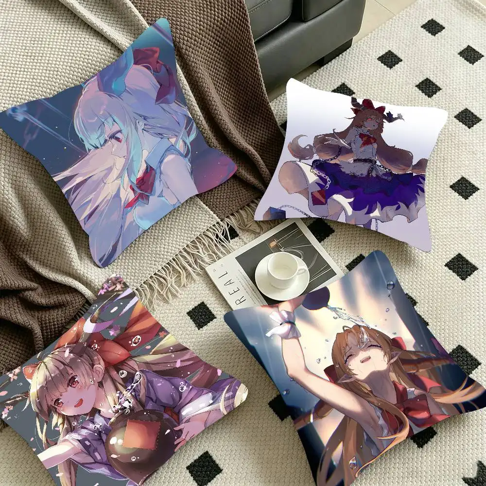 Suika Ibuki Anime T-Touhou Project Pillow Case Fashion Square Pillowcase Bedroom Sofa Room Ins Decoration Leisure