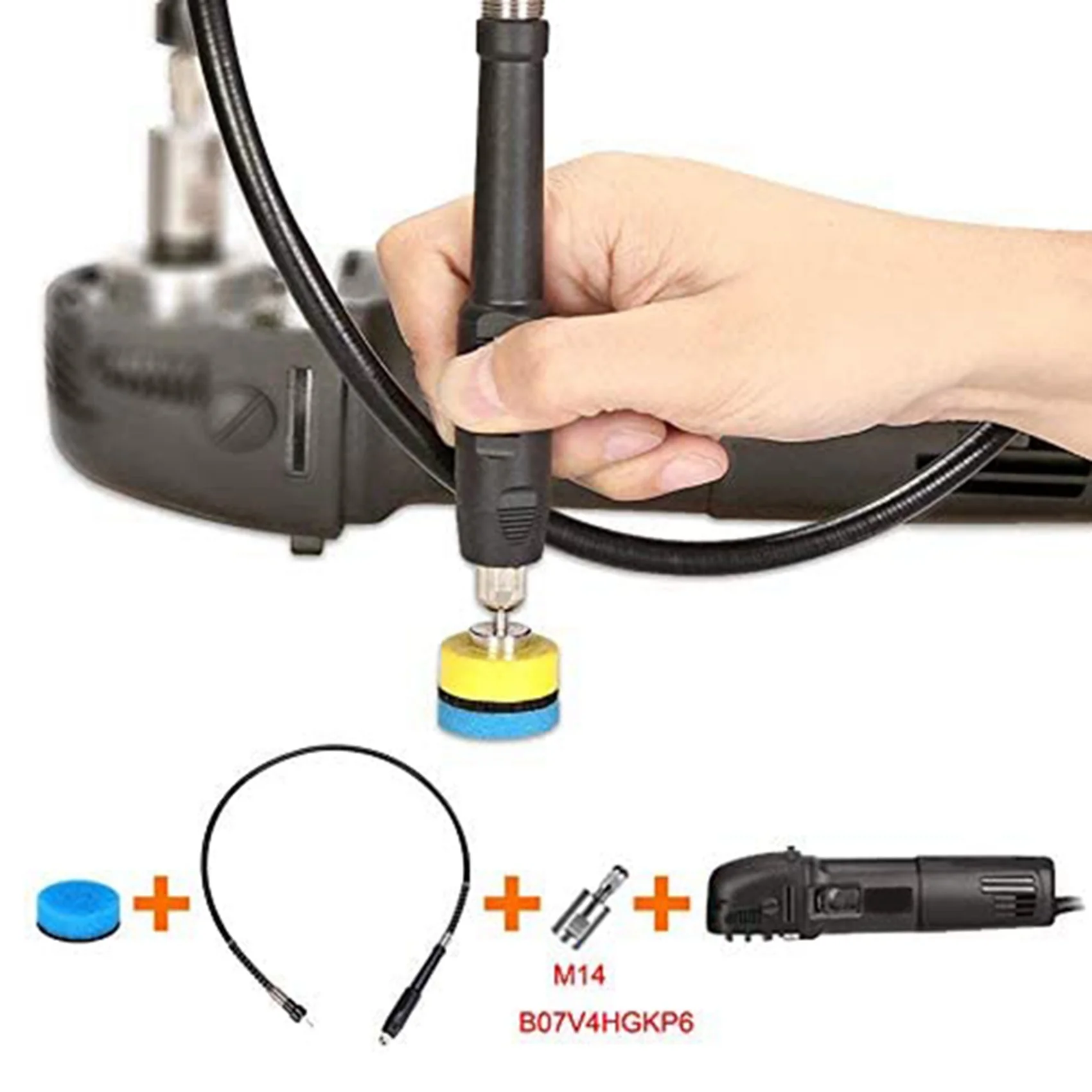 ABFU-5X Mini Detail Polisher Shaft, Car Foam Drill Polishing Pad Kit With 5/8Inch&M14 Thread