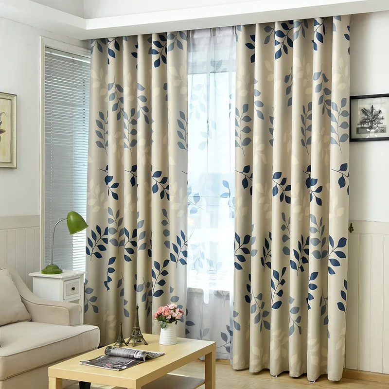 Modern Green Leaf Pattern Ready Made Custom Curtains for Living Room Bedroom Kids Children Room Home Decoration