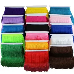 10Yards Silk Fringe Trim 15cm Tassel Lace for Latin Dance Dress Sewing Curtain