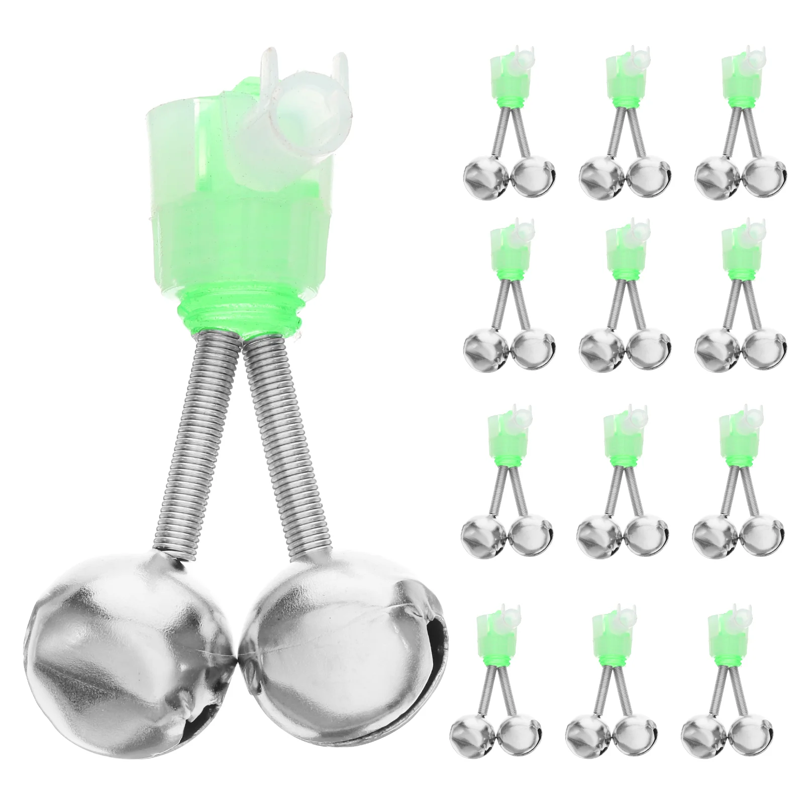 10 Pcs Fishing Rod Alarm Bells Clip Style Dual Bells Rod Clamp Tip Clip Twin Alert Bells fishing bell