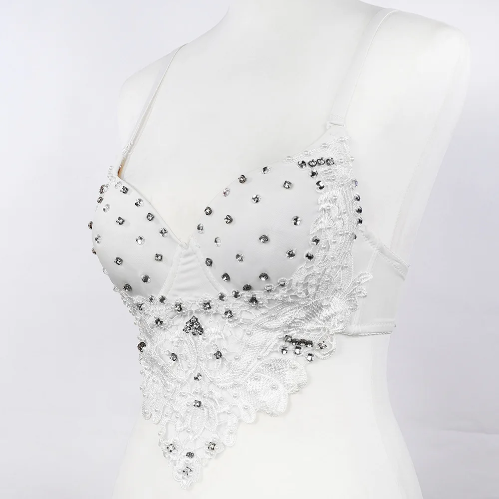 

Stage lace halter top top short shaping beaded corset female performance spice wearing a strapless vest