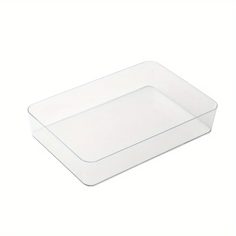 4Pcs Large Capacity Clear Plastic Desk Drawer Organizer Box Sturdy Multipurpose Storage Container for Office Stationery Desk