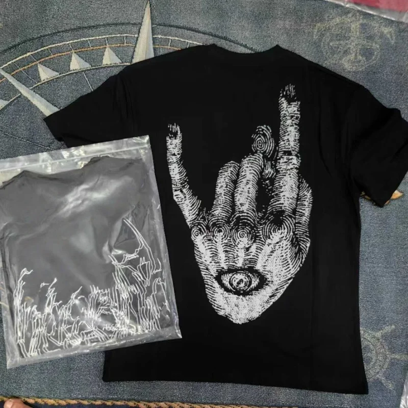 

Hot Selling 24SS Eye of God Back Embossed Printed T-Shirt - Unisex Loose Version, 100% Cotton, Soft Breathable Summer Top