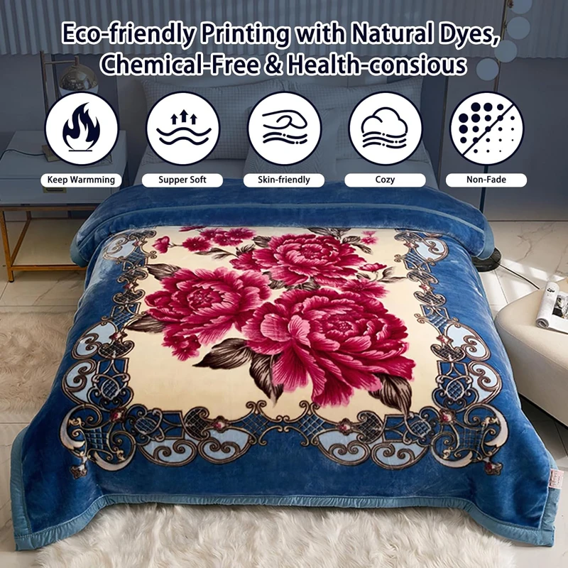 Double Layer Raschel Winter Blankets 150*200cm Soft Warm Faux Fur Mink Throw Thicken Fluffy Plush Weighted Blankets For Beds