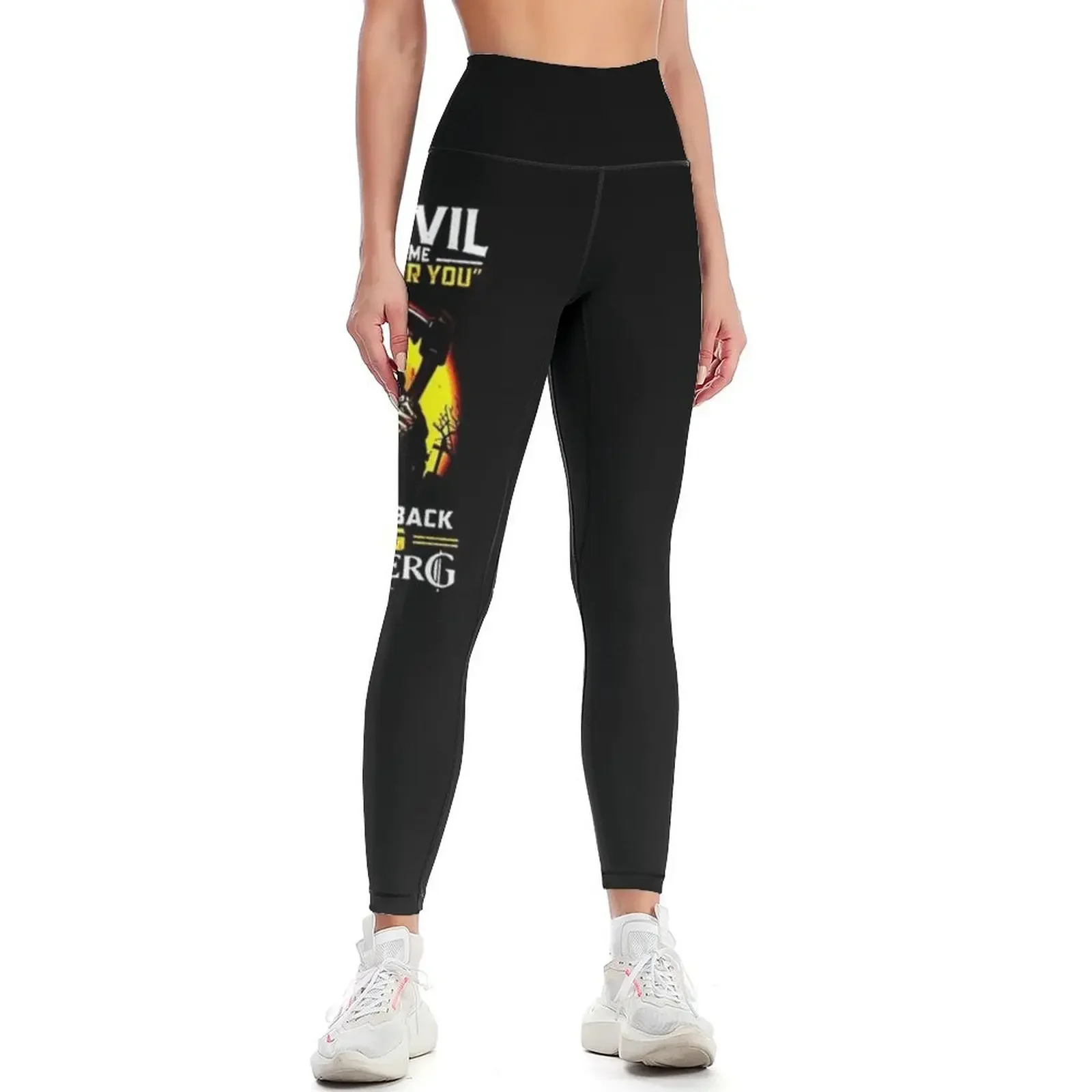 

the devil whispered to me im coming for you i whispered back bring bundaberg rum 38 Leggings active wear Womens Leggings