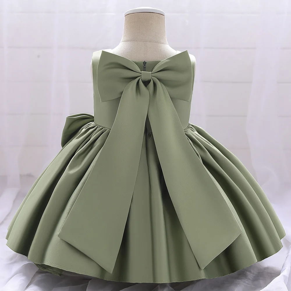 Children's skirt 2026 European and American new satin wedding dress fluffy 100-day birthday girl dress princess dress