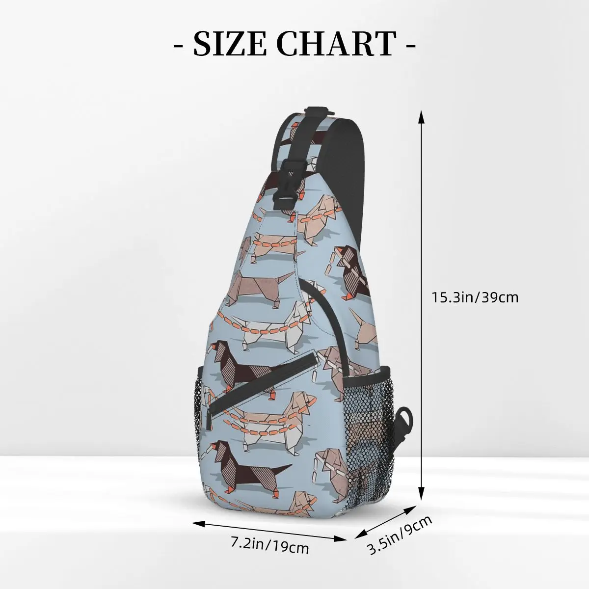 Origami Dachshunds Sausage Dogs Sling Bags Chest Crossbody Shoulder Sling Backpack Travel Hiking Daypacks Wiener Doxie Bookbag