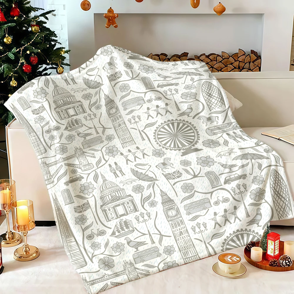 Retro Argyle Pumpkin Bat Floral Halloween Flannel Blanket Soft Fuzzy Plush Cozy Warm Throw for Sofa Bed Couch Home Decor