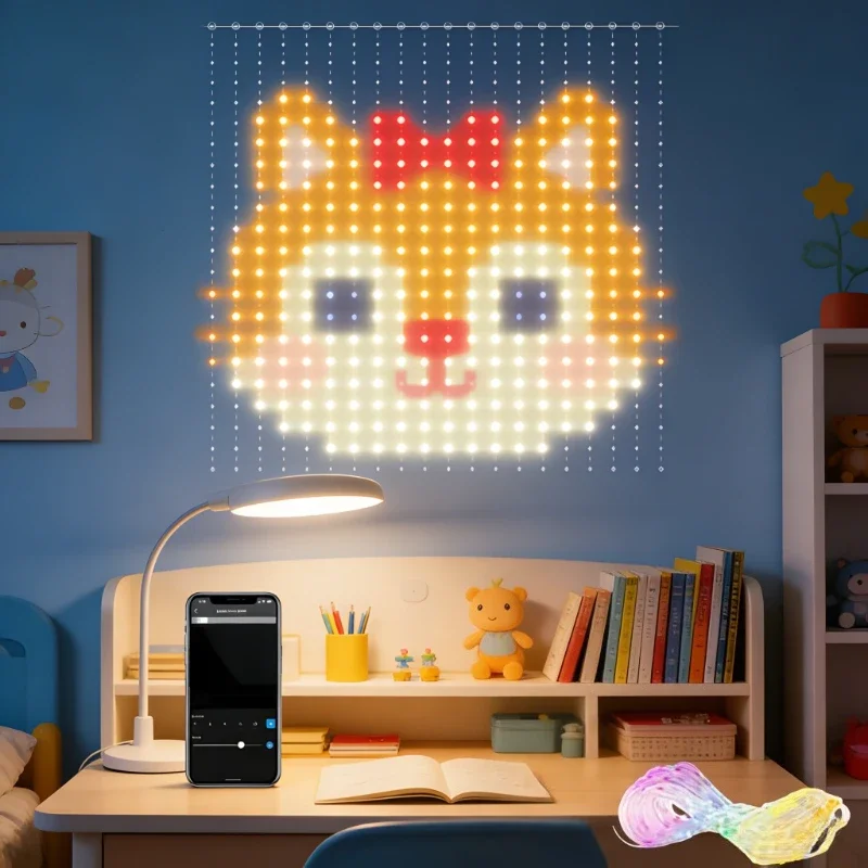 Smart RGB Curtain Lights LED String Lights DIY Mobile App Pattern Remote for Bedroom Outdoor Window Party Decor Scene Set