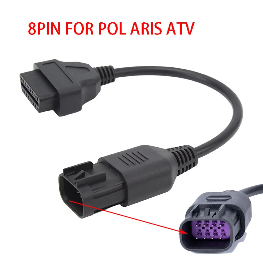

For ATV Motorcycle Connection Cable OBD To 8Pin Diagnostic Adapter to OBD2 16Pin Extension Cable for Polaris 8pin