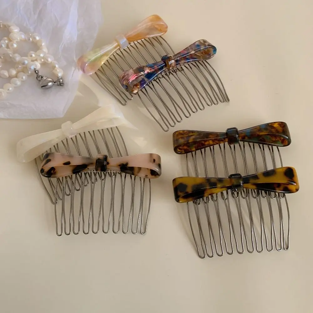 

Fashion Acetate Hair Side Clip Bowknot Inverted Insert Hairpins 10 Teeth Hair Combs Hair Styling