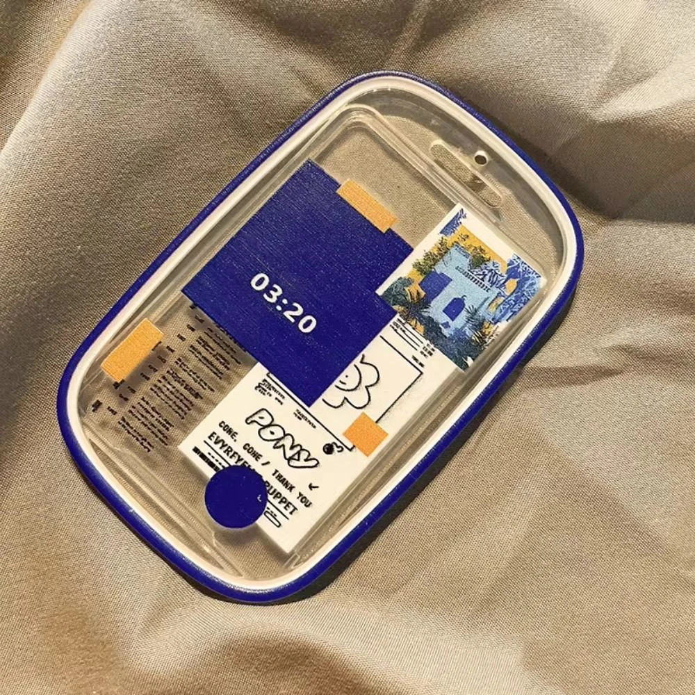 Spring Rope Transparent Card Holder with Trinkets Doodle ID Card Cover INS Slide Cover Type Students Bus Card Cover