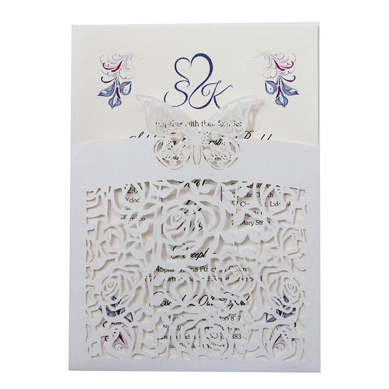 10Pcs White Laser Cut Wedding Invitations Birthday Baby Bridal Shower Engagement Mariage Event Party Invitation Cards Supplies