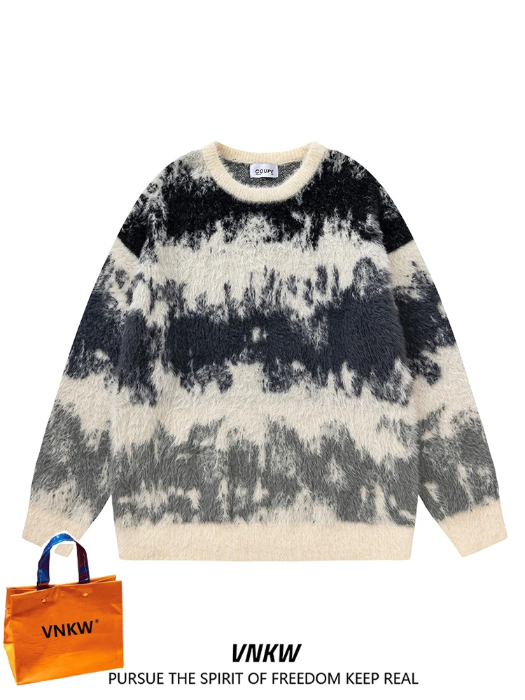 

American Retro Thiened Soft Camere Sweater Men's Autumn Winter Lazy Aosphere Couple Knitted irt Loose Fit round Ne