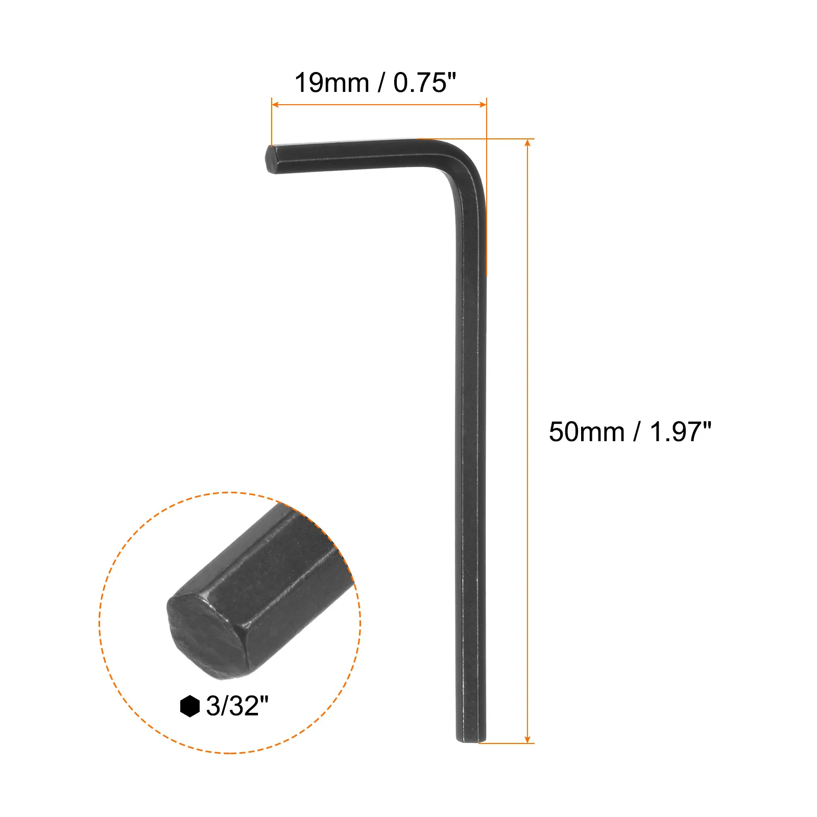 2-20개 육각 키 렌치 CR-V L자형 육각형 SAE 렌치, 검정색