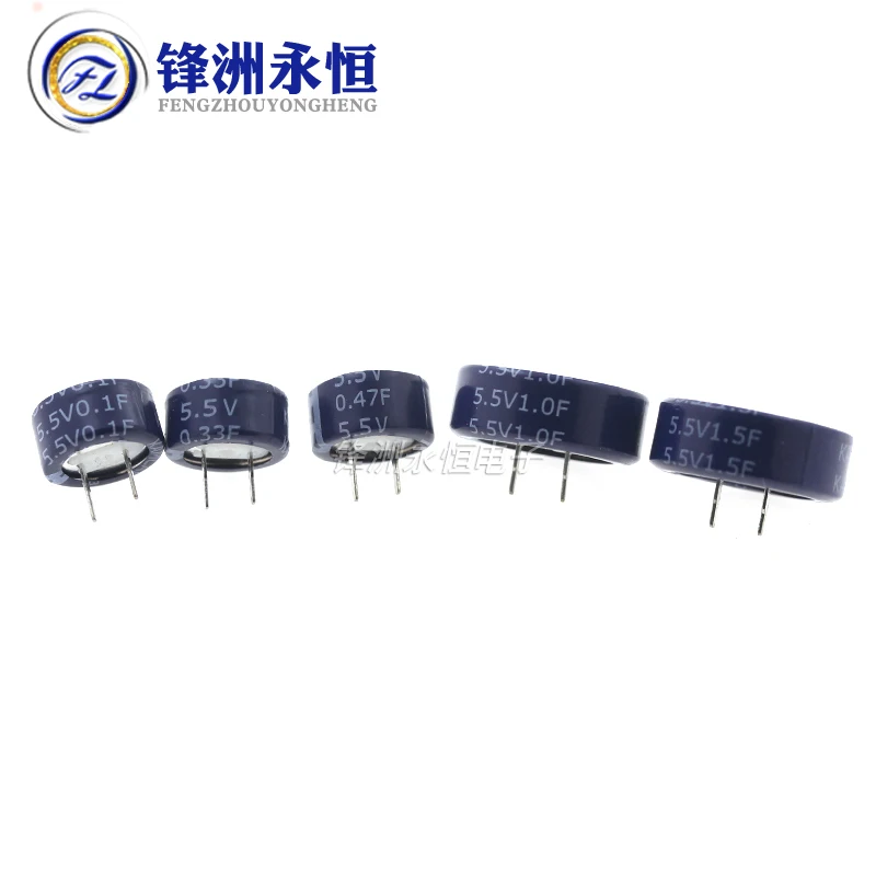 5.5V Super Condensator 0.1F 0.22F 0.33F 0.47F 1F 1.5F Super Farad Condensator C-Type Knop Capaciteit