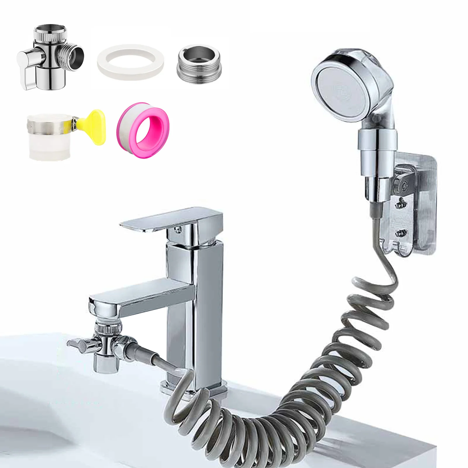 Bathroom Sink Shower Head, Wash Basin Shower Head, Telescopic Hose, Perfect for Washing Hair ,pet,or Cleaning Sink and Bidet