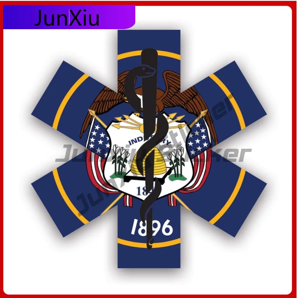 

Utah Star Of Weather Resistant Sun Resistant Cartoon For Car Body Car Window Laptop Self Adhesive Easy Apply Accessories