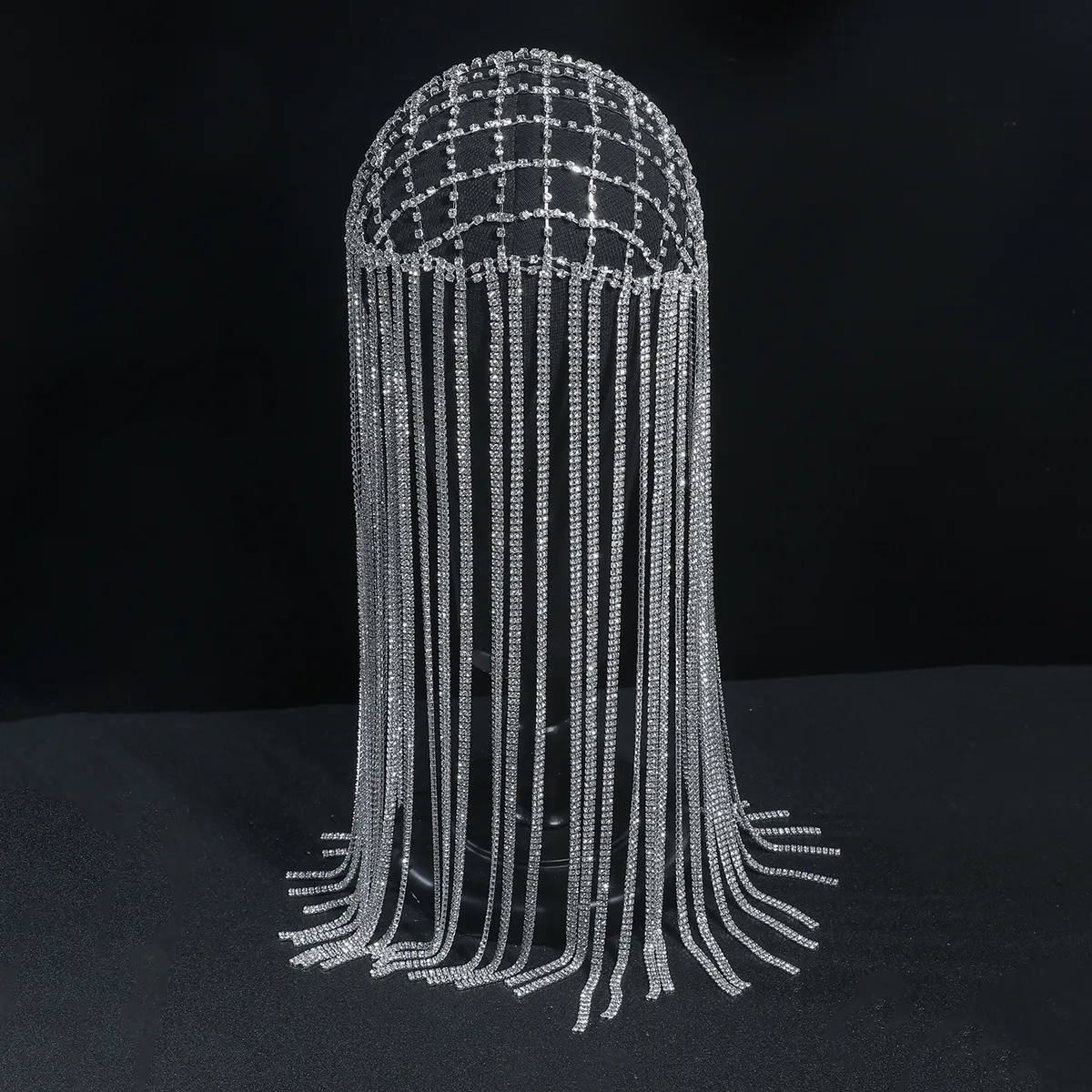 Fashion Boho Cleopatra Long Rhinestone Tassel Headpiece Cap 1920s Flapper Head Chain Gatsby Belly Dance Hair Accessories Women view 2