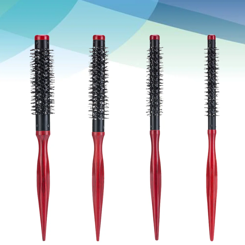 4 Pcs Round Hair Brush Women Curly Comb Pointed Tail Roller Bamboo Combs for Miss