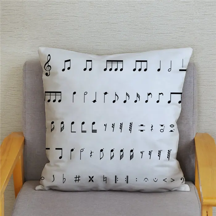 45*45 cartoon sheet music printing pattern cushion cover home living room sofa decoration square polyester pillow