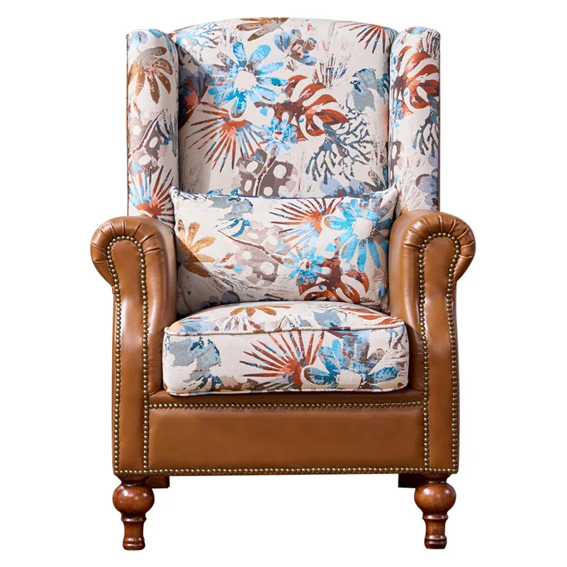 Mahogany-core all-solid wood tiger chair, master chair, fabric single chair, home living room high-back single sofa chair