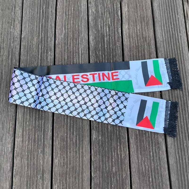 Palestine Scarf 130cm * 14cm Printed Satin Face National Day Flag Palace Map Scarf Shawl Over $10 Free Shipping