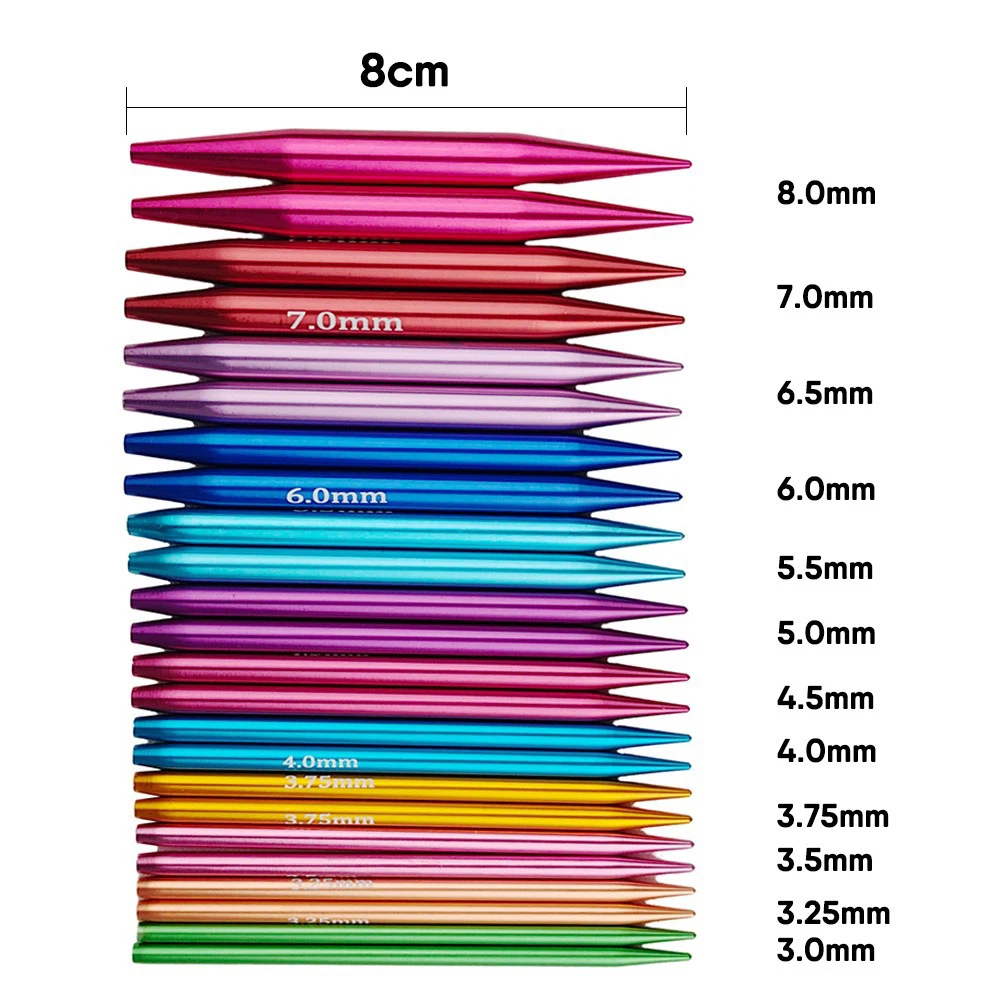 12/13 Pairs Interchangeable Circular Knitting Needles Set with Accessories 5.5cm-10cm Knitting Needles Sizes from 3.0mm to 10mm