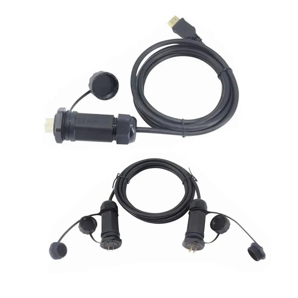 HDMI 2.0 Waterproof Cable Aviation Connector 4K 2160P 20Pin HDMI Dual Pass Module Adapter Video Signal Transmission Socket Plug