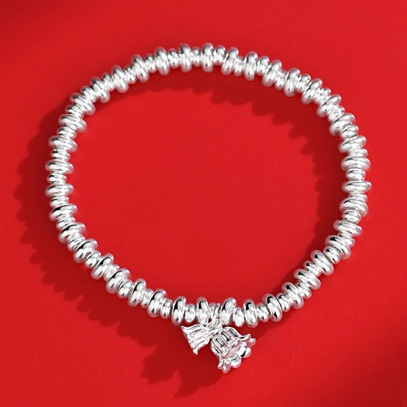 ZABRA 9999 Pure Silver Bell Orchid Bracelet Women's Fashion Design Broken Silver Bead Bracelet