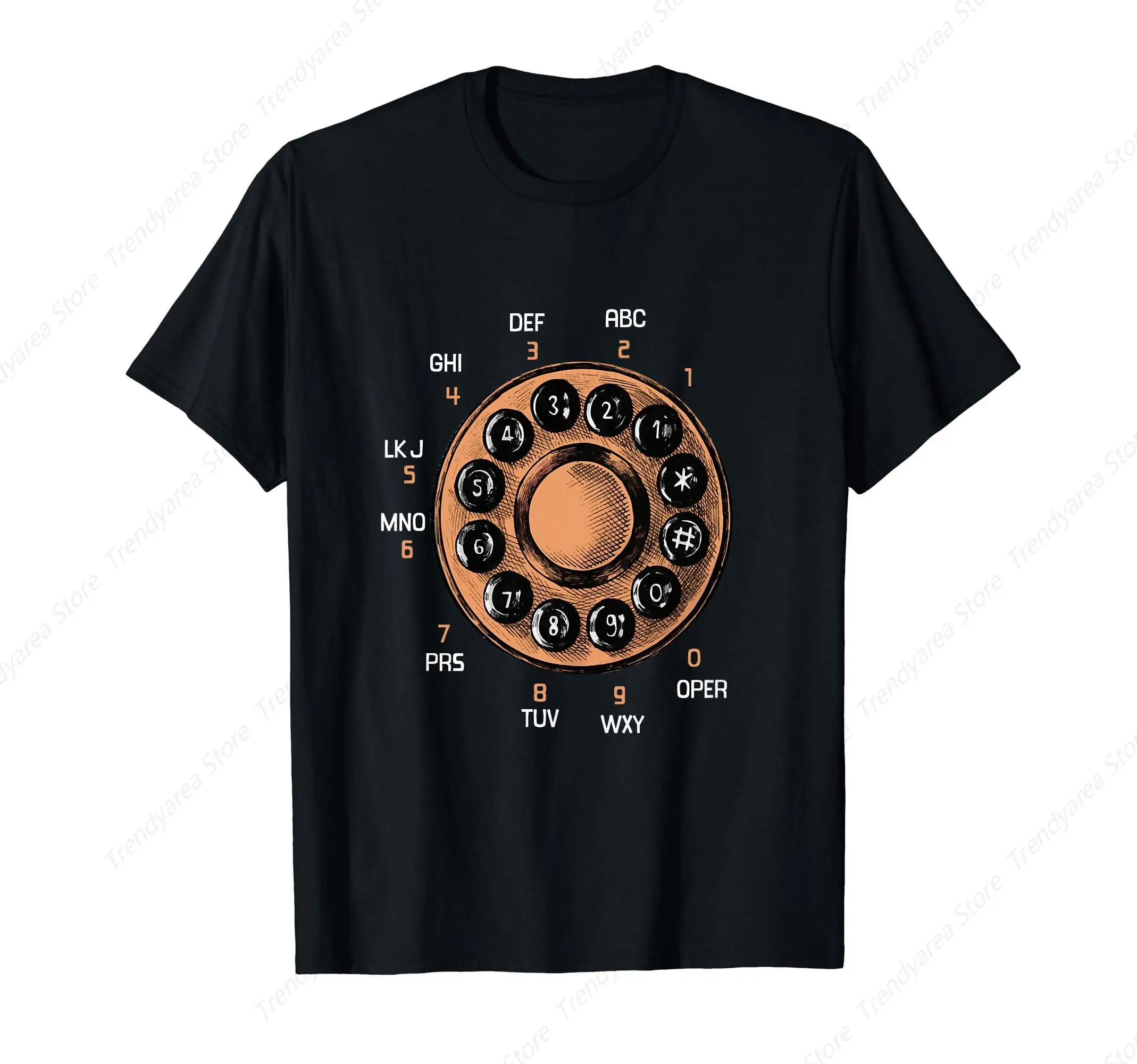 Vintage Retro Rotary Dial Telephone T-Shirt for Men Women Cotton 100% Summer Tops