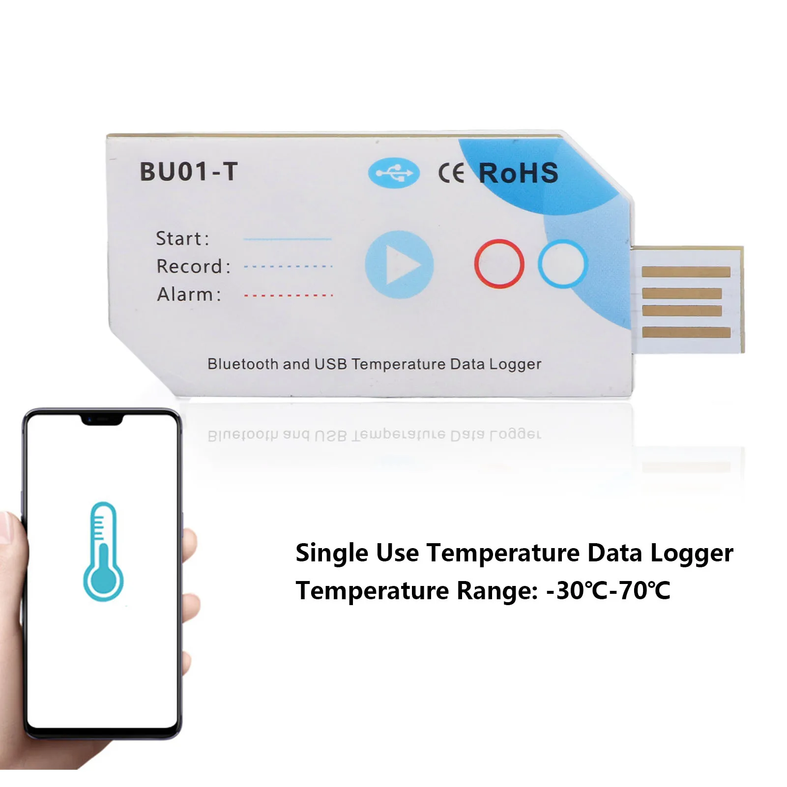 USB Temperature Data Logger  APP Connection Temp PDF Report Recorder 120 Days 32000 Capacity Temperature Data Logger