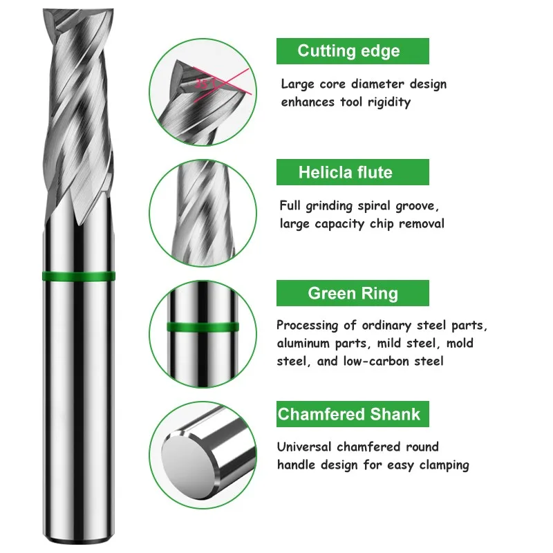 Imagem -04 - Romtic-tungsten Steel Carbide Flat End Mill Cnc Centro Mecânico Alumínio Fresagem Ferramentas Cutter 2-flute Tgh-hrc50