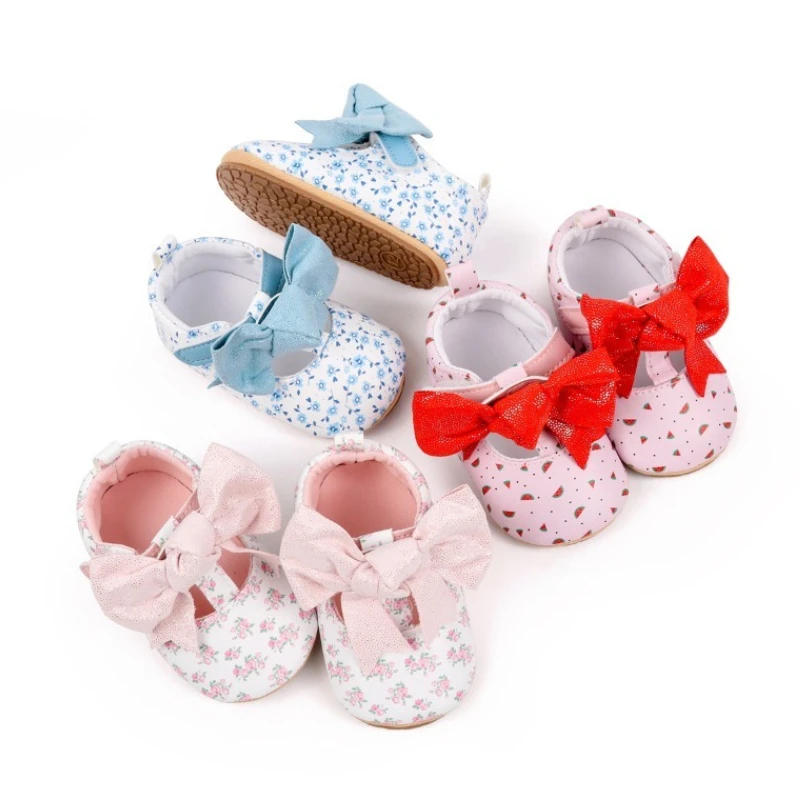 Spring Autumn Baby Walking Shoe 2026 New Korean Version Cute Floral Soft Shoe Retro Child Anti Slip Baby Home Prewalker Shoes