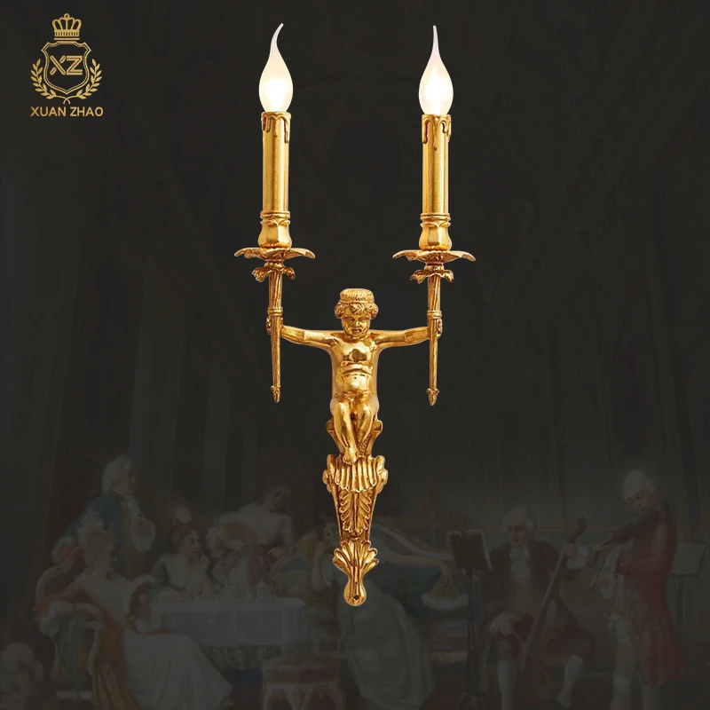 

Европейский неоклассический латунный настенный светильник для спальни, коридора, лестницы, французский светодиодный светильник для прикроватной зоны, фоновой стены, гостиной